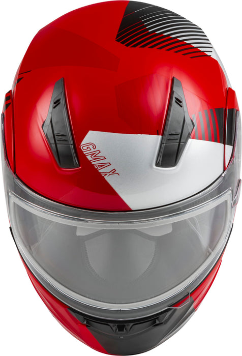 GMAX MD-04S Reserve, Lightweight Modular Helmet for Snow & Motor Sports, Comfortable Full-Face Protection (RED/Silver/BLACK)