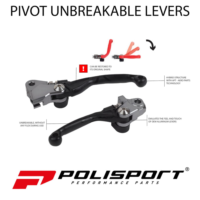 Polisport Pivot Unbreakable Levers with APT Technology - CNC Aluminum - 3 Fingers - Clutch & Brake