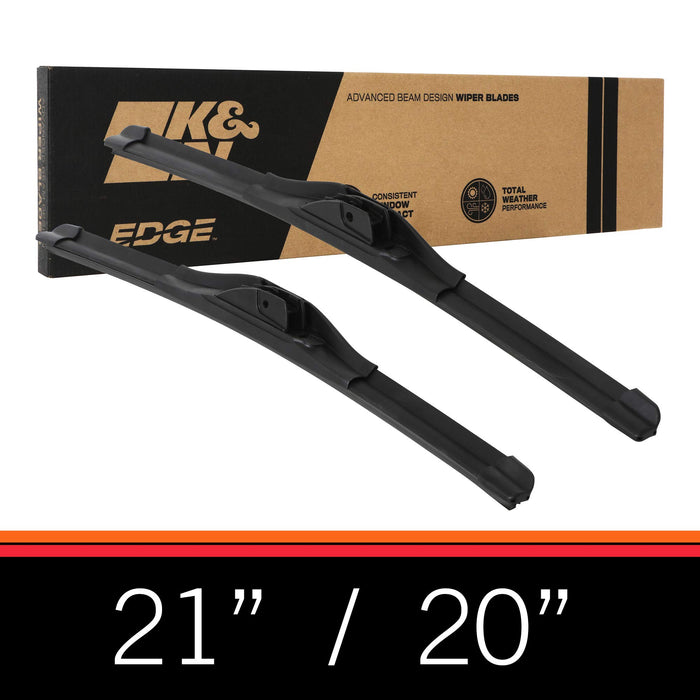 K&N Edge Wiper Blades: All Weather Performance, Superior Windshield Contact, Streak-Free Wipe Technology: 21" + 20" (Pack Of 2) 92-2120