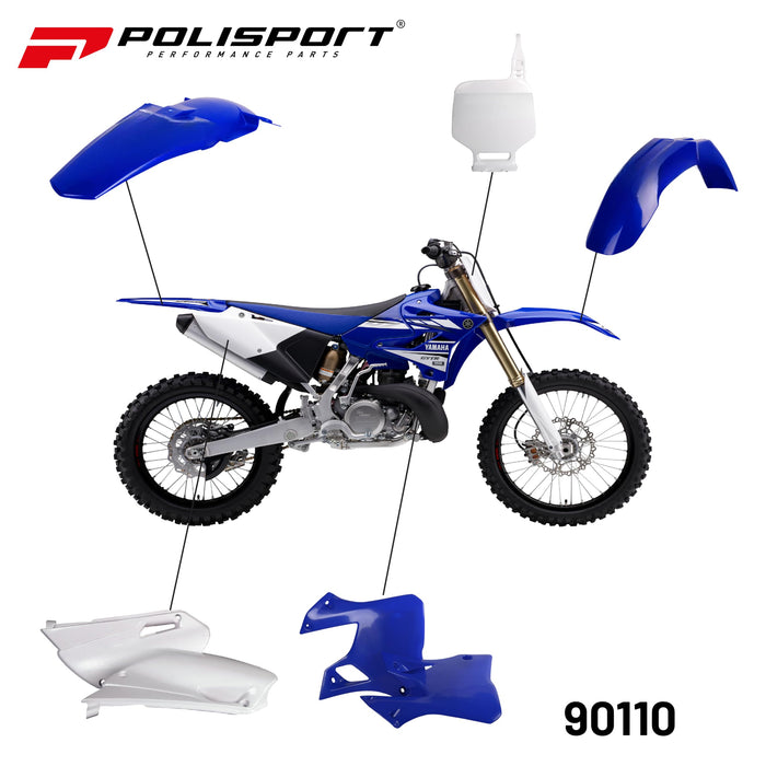 Polisport Full Plastic Kit for Yamaha YZ125/250 (1996-1999) OEM Quality Restyling Kit with Superior Fit, Flexibility, and Durability (Blue/White)