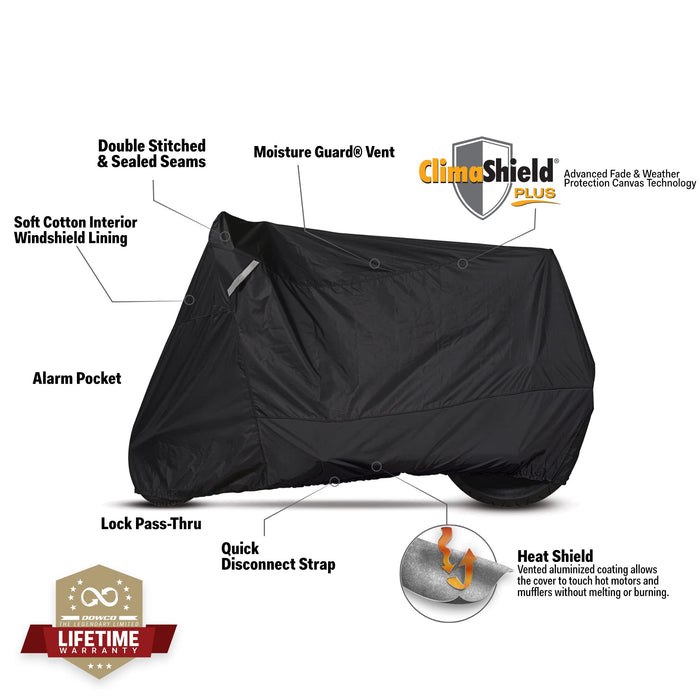 Dowco Guardian 51223-00 WeatherAll Plus Indoor/Outdoor Waterproof Motorcycle Cover: Black, Cruiser