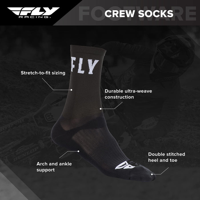 Fly Racing Men's Crew Socks,Small/Medium,Black