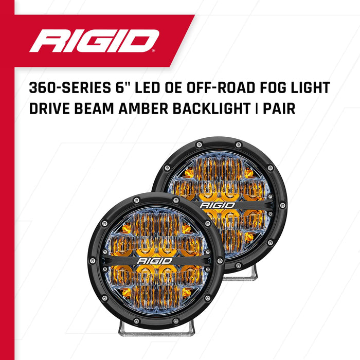 Rigid 36206 - 360-Series 6" LED Off-Road Drive Beam w/Amber Backlight