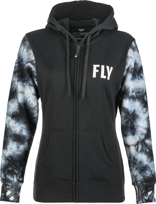 Fly Racing 358-0070L Women's Fly Tie-Dye Zip Up Hoodie Black/Grey Lg