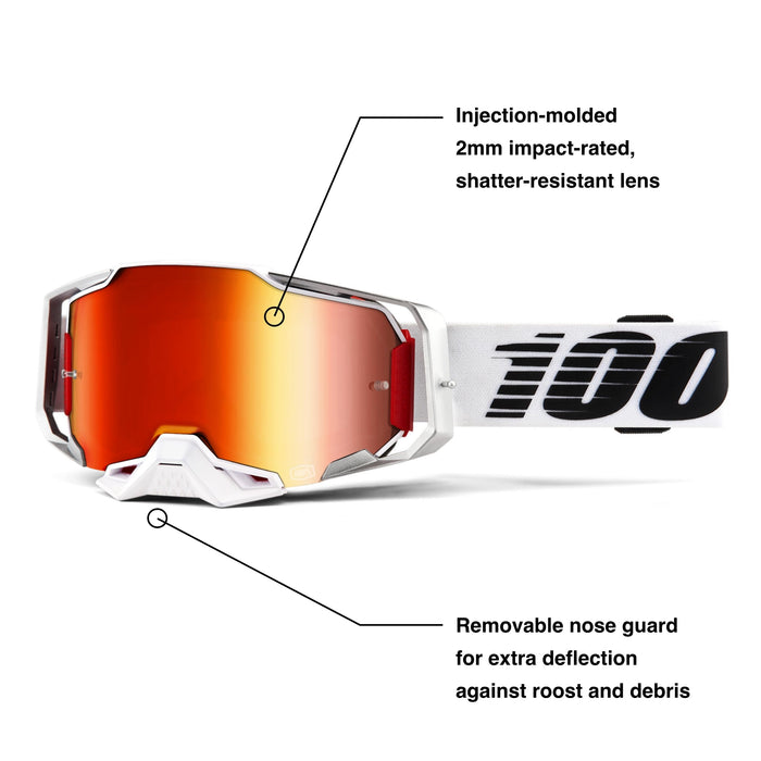 100% ARMEGA Premium Protective Sport Goggles with Ultra HD Lens & Nose Guard (Lightsaber - Mirror Red Lens)