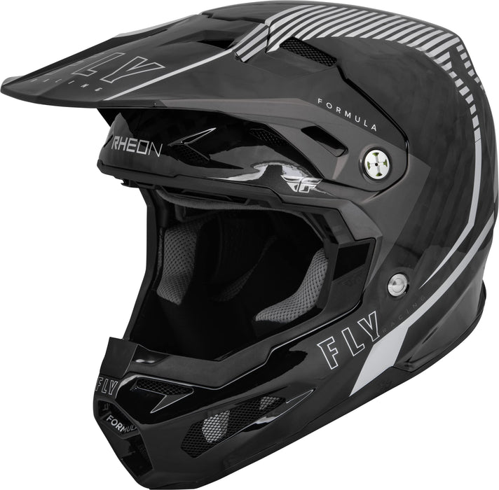 Fly Racing 2023 Formula Carbon Tracer Helmet (Silver/Black, Youth Large)