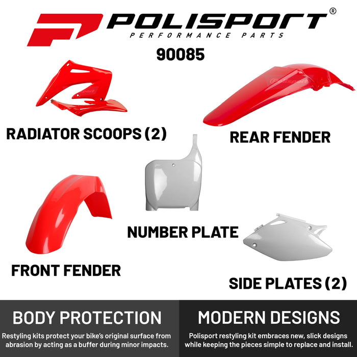 Polisport Standard Plastic Kit for Honda CRF450R (2002-2003) OEM Quality Kit with Superior Fit, Flexibility, and Durability (Red)