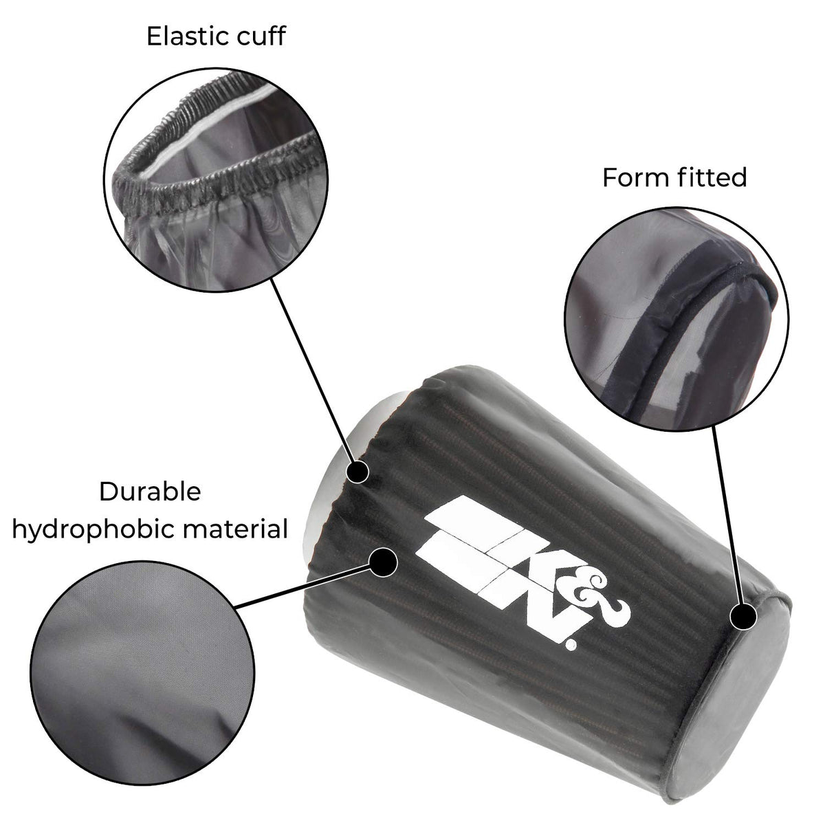 K&N Universal Precharger Round Straight Air Filter Wrap Black 7 Inch ID / 9 Inch Height 22-8022PK