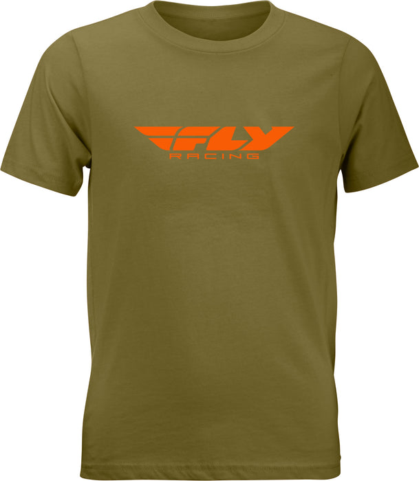 Fly Racing 352-0676YM Youth Fly Corporate Tee Olive/Orange Ym