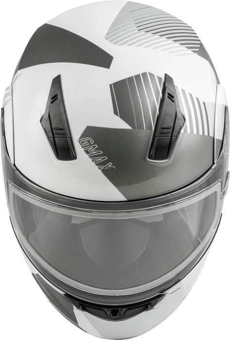 GMAX MD-04S Reserve, Lightweight Modular Helmet for Snow & Motor Sports, Comfortable Full-Face Protection (White/Silver)