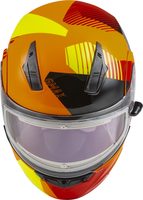 GMAX MD-04S Reserve, Lightweight Modular Helmet for Snow & Motor Sports, Comfortable Full-Face Protection (NEON ORANGE/HI-VIS)