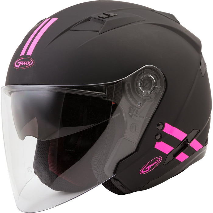 GMAX OF-77 Adult Downey Open-Face Motorcycle Helmet - Matte Black/Pink/Medium