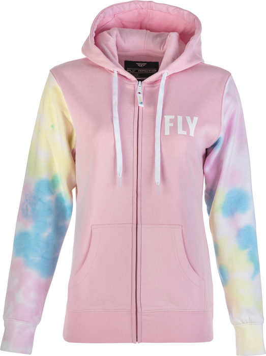 Fly Racing 358-0071L Women's Fly Tie-Dye Zip Up Hoodie Pink/Yellow/Blue Lg