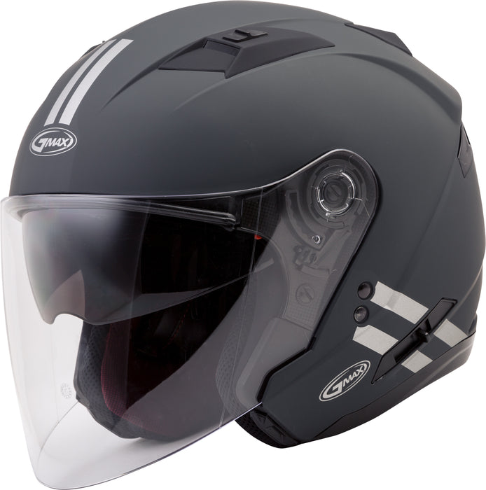 GMAX OF-77 Adult Downey Open-Face Motorcycle Helmet - Matte Grey/Silver/Small