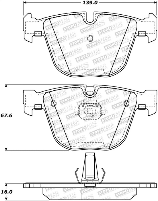 StopTech 10-16 BMW 5-Series Street Performance Rear Brake Pads 308.09191