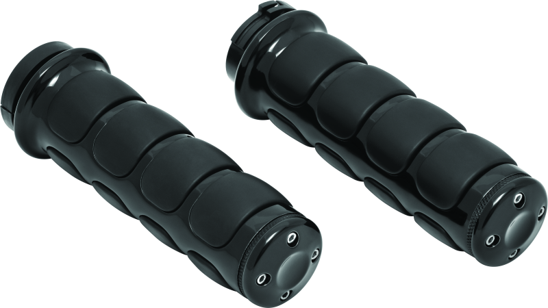 Kuryakyn 6320 Premium ISO Handlebar Grips for Dual Cable Throttle Control: 1982-2019 Harley-Davidson Motorcycles, Gloss Black, 1 Pair
