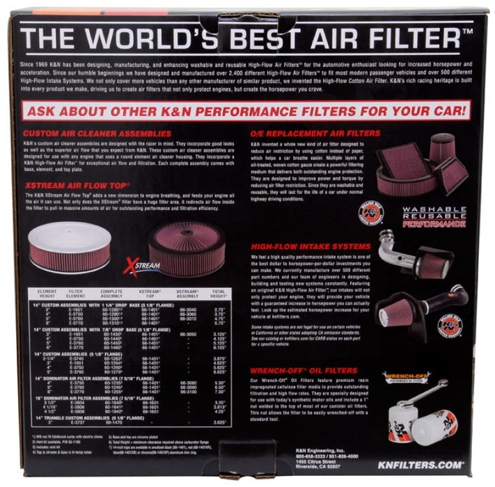 K&N E-3760 Round Air Filter for 14"OD, 12"ID, 5"H W/INNER WIRE