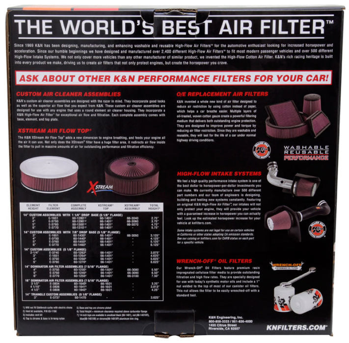 K&N Universal Custom Air Filter Round 7-5/16in. Flange / 14in. OD / 12in. ID / 5.5in. Height 60-1235