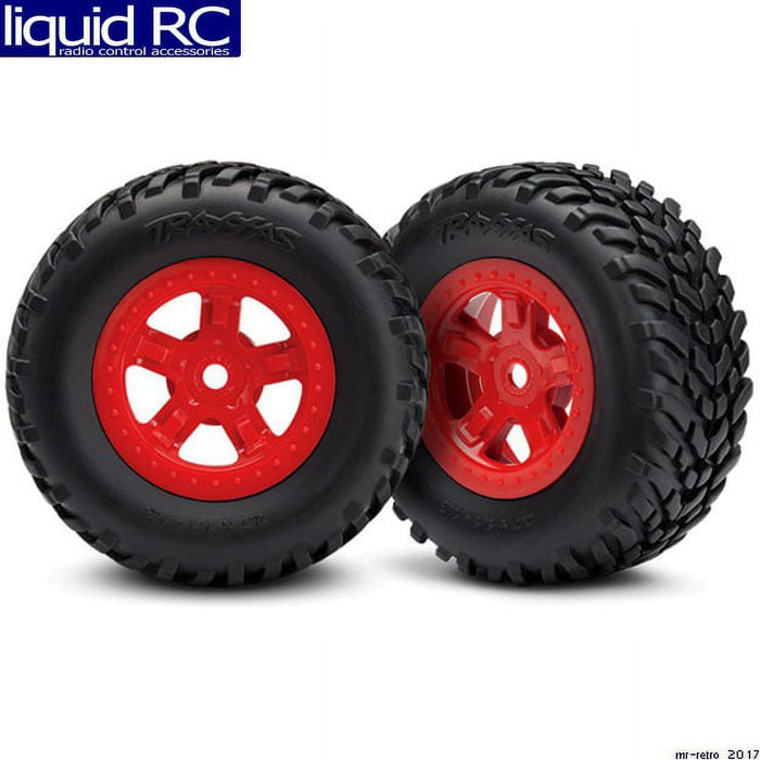 Traxxas Tires And Wheel, Assembled, Red 7674R