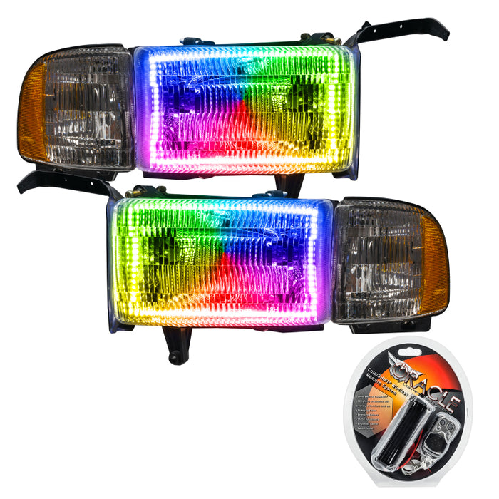 Oracle 94-02 Compatible with Dodge Ram Pre-Assembled Halo Headlights ColorSHIFT SEE WARRANTY 8167-330