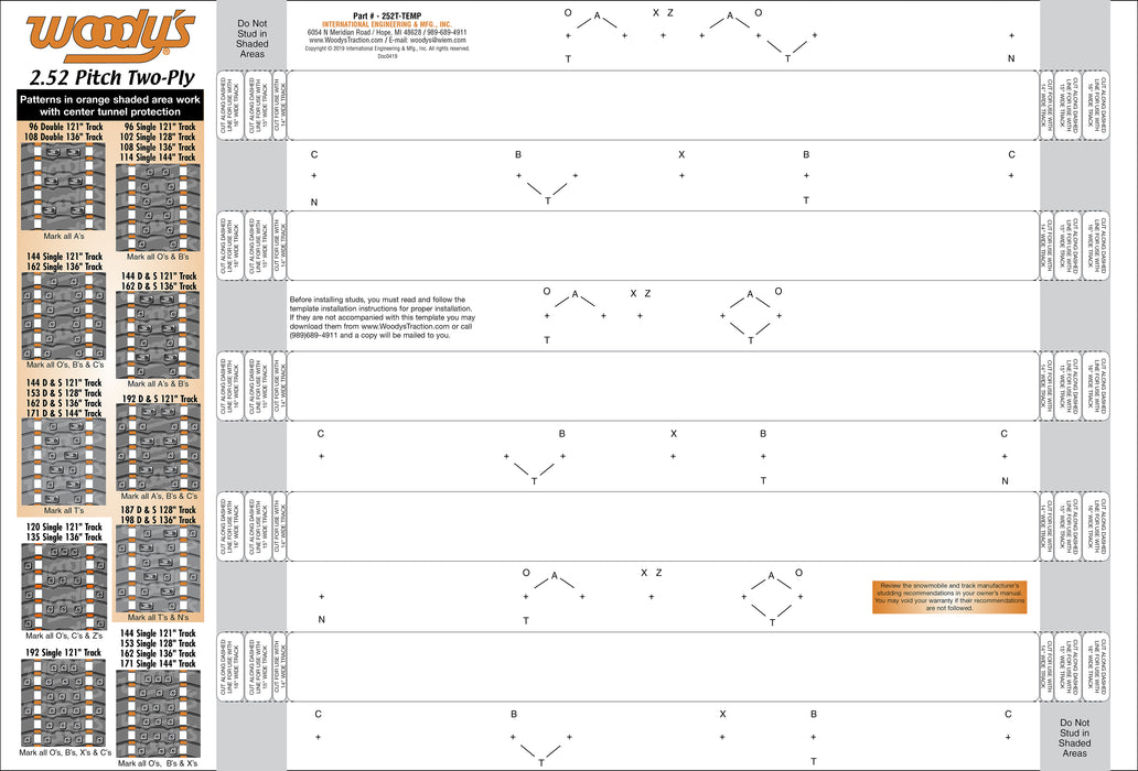 Woodys Stud Template 2.52" 2 Ply 252T-TEMP