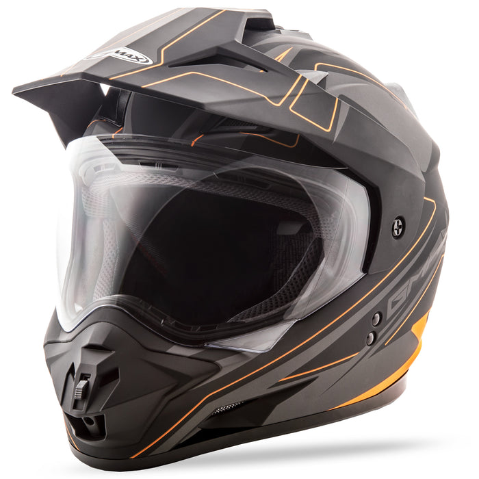 Gmax Gm-11 Dual-Sport Expedition Helmet Matte Blk/Hi-Vis Org Md G5112695 TC-26
