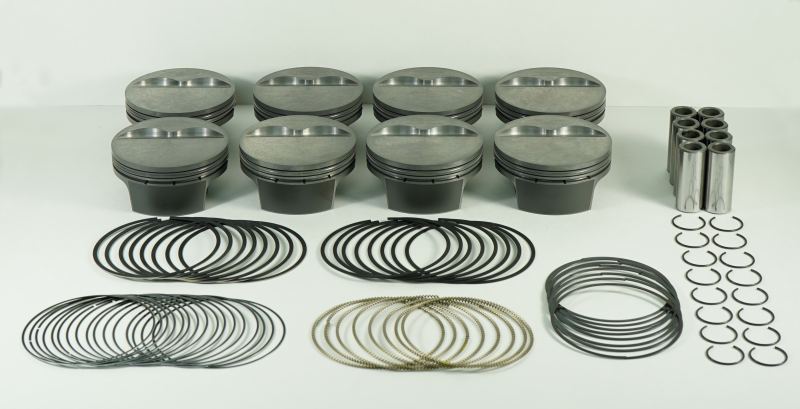 Mahle MS Piston Set SBC 414ci 4.125in Bore 3.875in Stroke 6.0in Rod .927 Pin -5cc 11.9 CR Set of 8 930200925