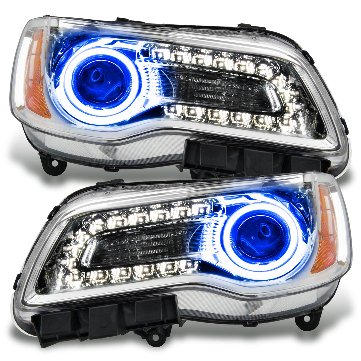 Oracle 11-14 Chrysler 300C NON HID LED Halo Headlights Chrome Housing Blue SEE WARRANTY 7728-002