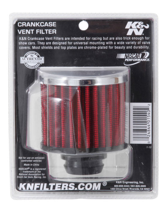 K&N Vent Air Filter/ Breather: High Performance, Premium, Washable, Replacement Engine Filter: Filter Height: 2.5 In, Flange Length: 1 In, Shape: Breather, 62-1490