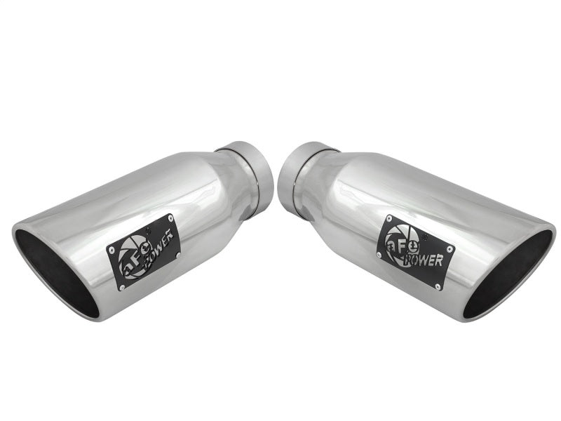 aFe MACH Force-XP 304 SS Single Wall Polished Exhaust Tip Pair 4in Inlet x 6in Outlet x 15in L 49T40606-P15