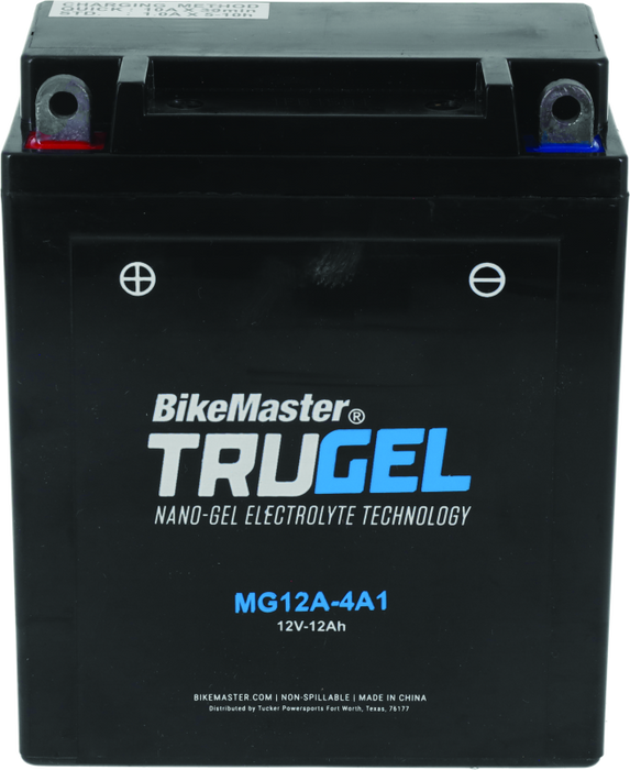 BikeMaster MG12A-4A1 TruGel Motorcycle Battery - 134L x 80W x 161H mm