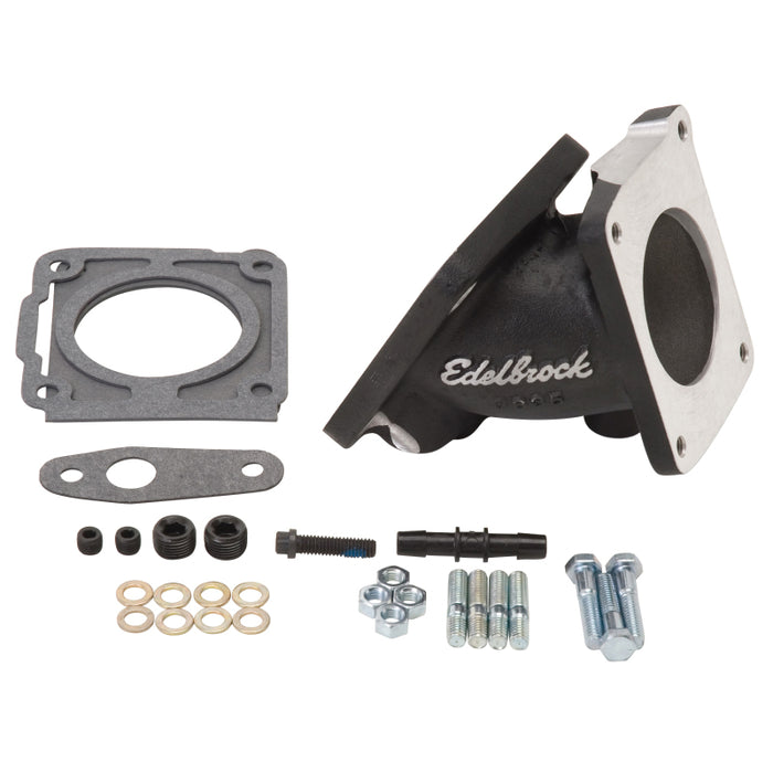 Edelbrock EFI Throttle Body Adaptor (Elbow) Ford Mustang 94-95 w/ Black Mini Texture Powder Coat 38353