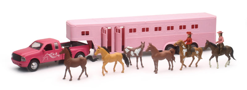 New Ray Die Cast 1:32 Pink Pick up with Fifth Wheel - Ages 5 Years and up
