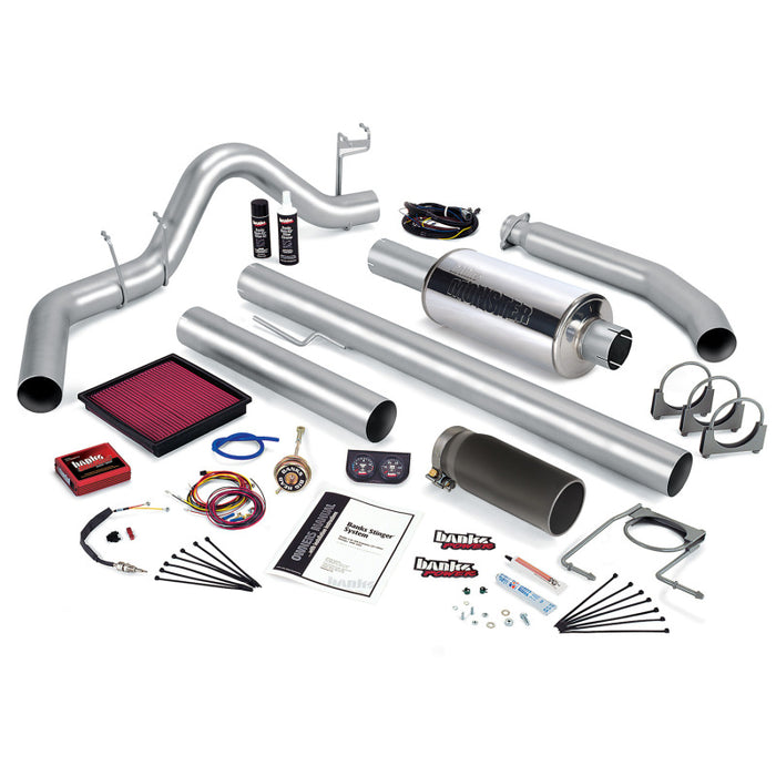 Banks Power 02 Compatible with Dodge 5.9L 235Hp Ext Cab Stinger System SS Single Exhaust w/ Black Tip 49374-B