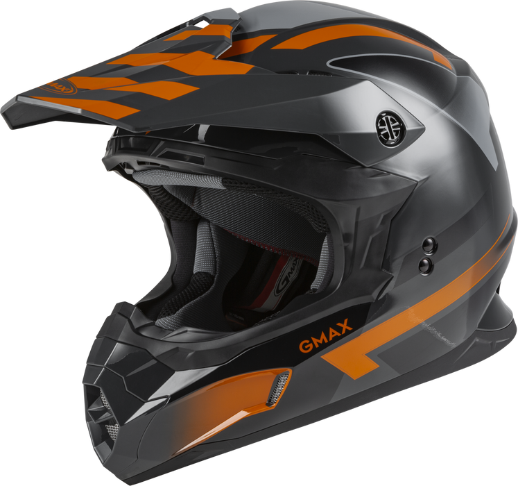 GMAX MX-86 Solid, Lightweight Full-Face Helmet for Motocross and Other Motor Sports (Dark Grey/Orange, 3X-Large)