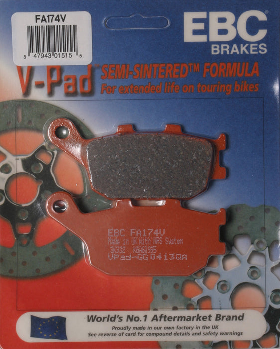 EBC Brakes Semi-Sintered V Brake Pads Compatible for Honda VTX1300R 2005-2011 Rear