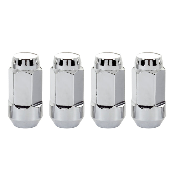 McGard Hex Lug Nut (Cone Seat Bulge Style) M14X1.5 / 22mm Hex / 1.945in. Length (4-Pack) Chrome 64033