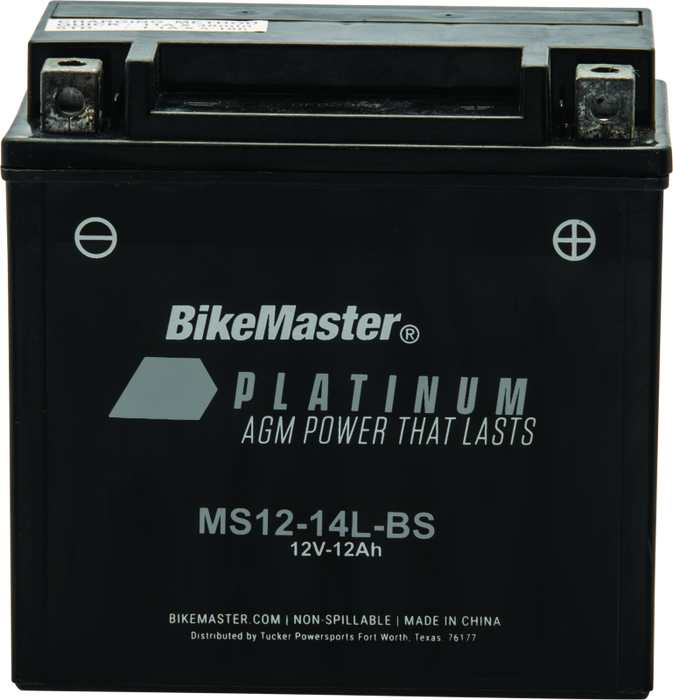 BikeMaster MS12-14ZS BM AGM Platinum II Motorcycle Battery - 151L X 87W X 1
