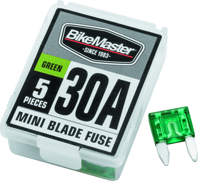 Bikemaster 30A Mini Blade Fuses, 5 Pcs. 30-BA30-5