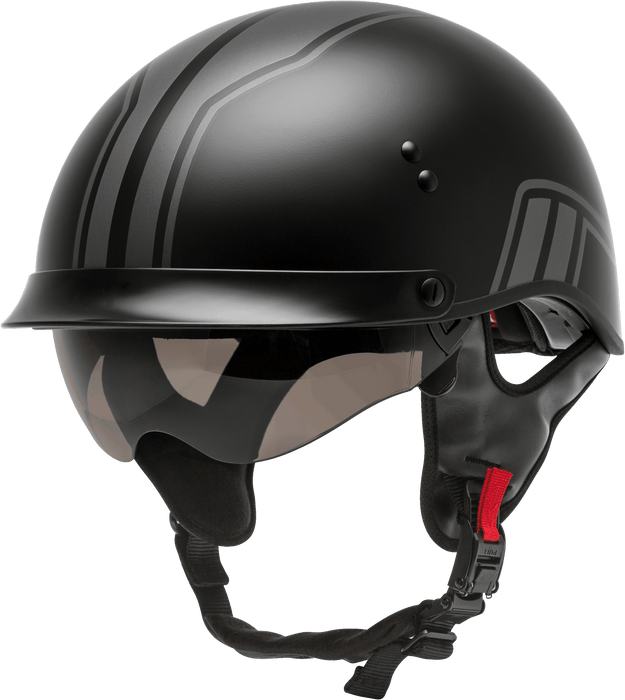 GMAX HH-65 Full Dressed Motorcycle Street Half Helemet (Matte Black/Silver, X-Small)