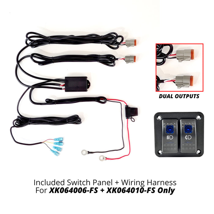 Xk Glow 2 Switch Rocker Panel 2 Output Wire Strobe Combo XK064-WIRE-2OP