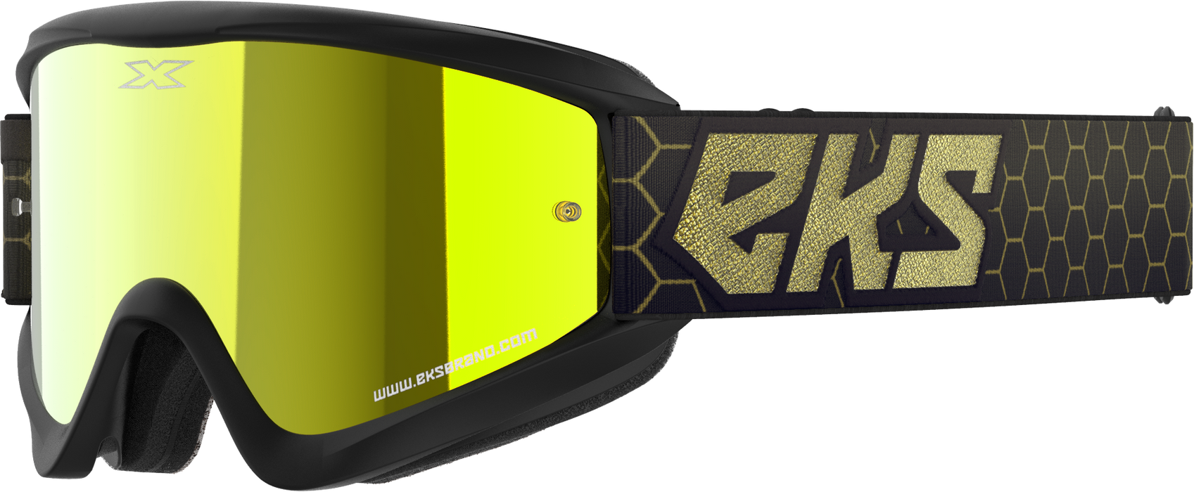 EKS Brand GOX Flat Out Mirror Goggles - Gold Lens OSFA Black/Gold Metallic