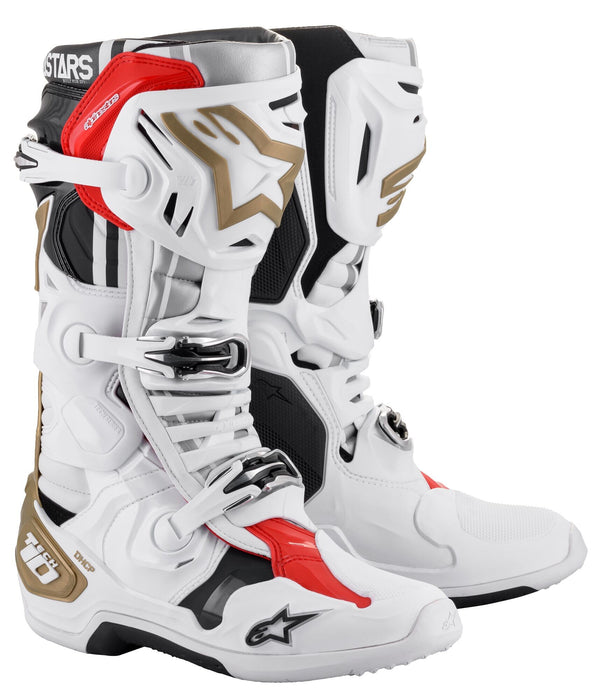 Alpinestars Tech 10 Squad 20 Le 2020 Boots White/Silver/Gold Sz 12 2010020-259-12