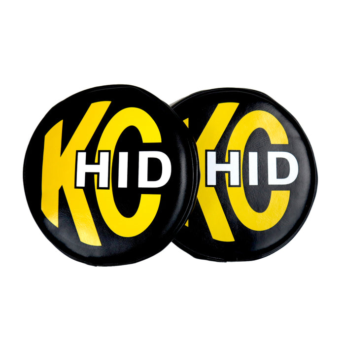 KC HiLiTES 8in. Round Soft Cover HID (Pair) Black w/Yellow Brushed KC Logo 5818