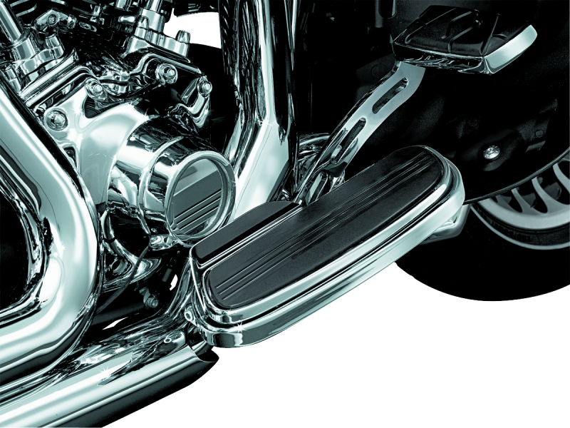 Kuryakyn Motorcycle Foot Control: Traditional Right Side Floorboard Exhaust Boot Guard For 1980-2019 Harley-Davidson Motorcycles, Chrome , Black 7544