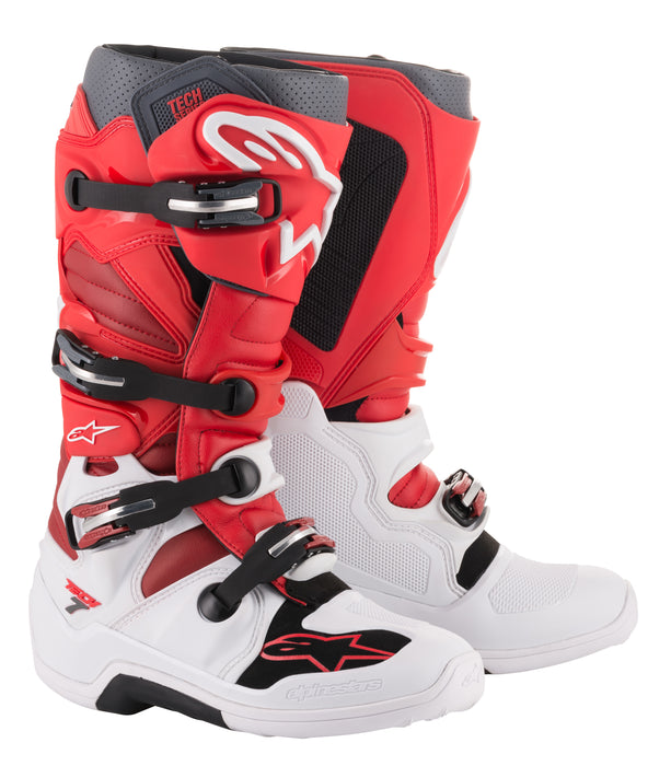 Alpinestars Tech 7 Boots White/Red/Burgundy Sz 15 2012014-2033-15