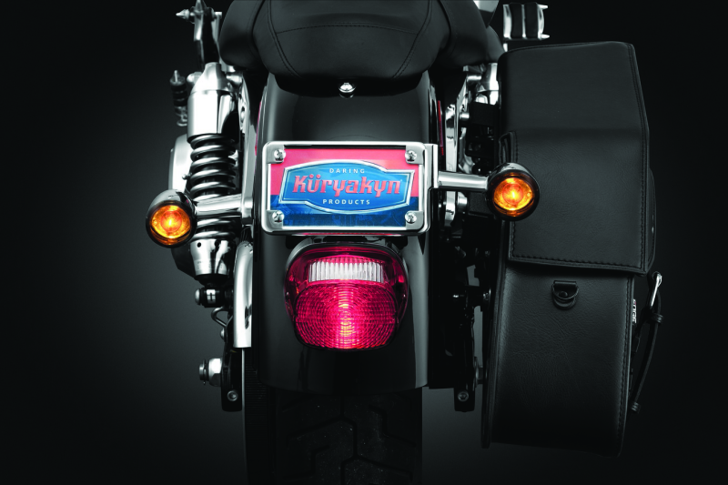 Kuryakyn Motorcycle Lighting Accessory: Rear Fender License Plate Turn Signal/Blinker Light Relocator Kit, Chrome , Black 3155