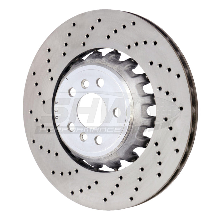 SHW 2020 BMW X5 M 4.4L Left Rear Cross-Drilled Lightweight Brake Rotor (34208074285) BRL43507