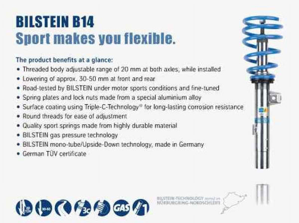 BILSTEIN B14 05-10 Fits Volkswagen Jetta Front and Rear Suspension Kit Fits Select: 2011-2012 Volkswagen Jetta Se, 2007 Volkswagen Jetta Wolfsburg 47-128347