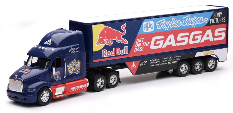 Peterbilt 387 Truck Dark Blue "Red Bull - Troy Lee Designs - GASGAS" 1/32 Diecast Model by New Ray